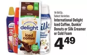 Silk - International Delight Iced Coffee, Dunkin' Donuts or  Creamer or Cold Foam