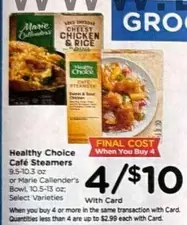 Healthy choice - Café Steamers or Bowl