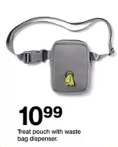 Treat pouch with waste bag dispenser