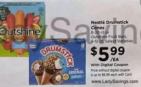 Drumstick Cones or Outshine Fruit Bars