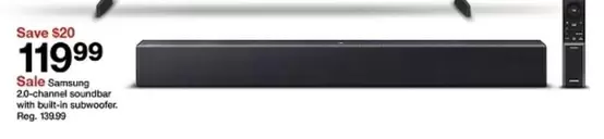 Samsung - 20-channel soundbar with built-in subwoofer