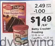 Betty Crocker - Triple Chocolate Fudge Cake Mix or Frosting