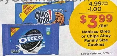 Nabisco - Oreo or Chips Ahoy Family Size Cookies