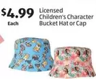 Licensed Children's Character Bucket Hat or Cap