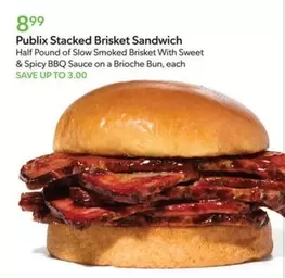 Stacked Brisket Sandwich