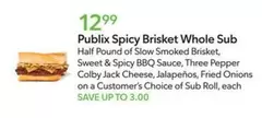 Publix Spicy Brisket Whole Sub