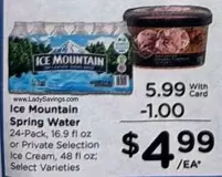 Ice Mountain - Spring Water or Ice Cream