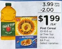 post - Post Cereal or Tree Top Apple Juice