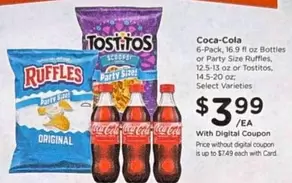 Coca-Cola - 6-Pack, 16.9 fl oz Bottles or Party Size Ruffles, 12.5-13 oz or Tostitos, 14.5-20 oz