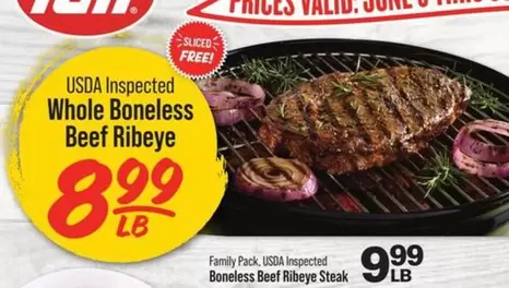 Whole Boneless Beef Ribeye Steak