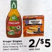 Kroger Singles or Wish-Bone Salad Dressing