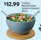 Wood & Glass Salad or Dessert Bowl