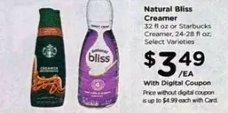 Starbucks - Natural Bliss Creamer or Creamer