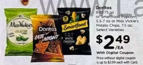 SmartFood - Doritos, Smartfood Popcorn, or Miss Vickie's Potato Chips