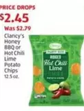 Clancy's - Honey BBQ or Hot Chili Lime Potato Chips