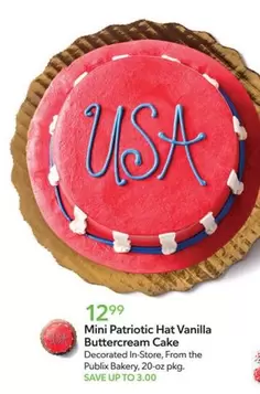 Mini Patriotic Hat Vanilla Buttercream Cake