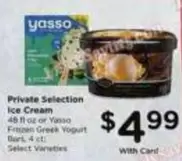 Frozen - Private Selection Ice Cream or Yasso Greek Yogurt Bars
