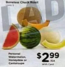 Personal Watermelon, Honeydew or Cantaloupe