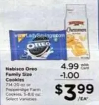 Oreo - Family Size Cookies or Pepperidge Farm Cookies