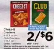 Cheez-it - Cheez-It Crackers or Club Crackers