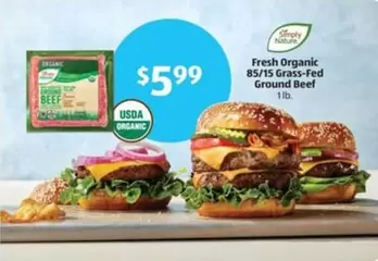 Simply Nature - Fresh Organic 85/15 Grass-Fed Ground Beef