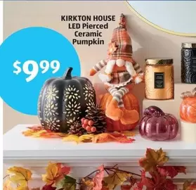 LED Pierced Ceramic Pumpkin