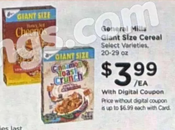 General Mills - Giant Size Cereal