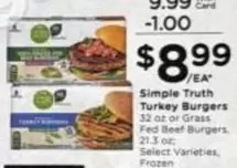 Frozen - Turkey Burgers or Grass Fed Beef Burgers