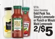 Minute - Gold Peak Tea, Simply Lemonade or Punch or Minute Maid Lemonade