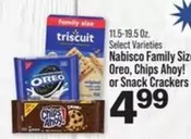 Nabisco - Family Size Oreo, Chips Ahoy! or Snack Crackers