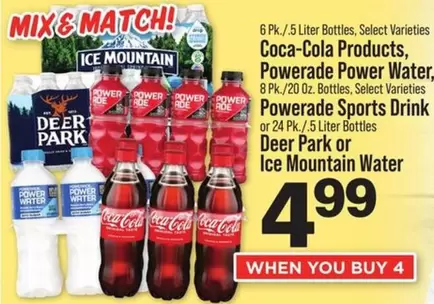 Coca-Cola -  Products, Powerade Sports Drink, Deer Park or Ice Mountain Water