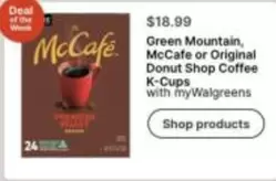Mccafe - Green Mountain, McCafe or Original Donut Shop Coffee K-Cups