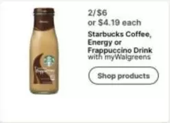 Starbucks - Coffee, Energy or Frappuccino Drink