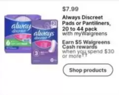 Always - Discreet Pads or Pantiliners