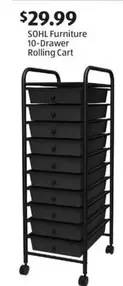 10-Drawer Rolling Cart