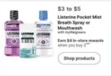 Listerine - Pocket Mist Breath Spray or Mouthwash