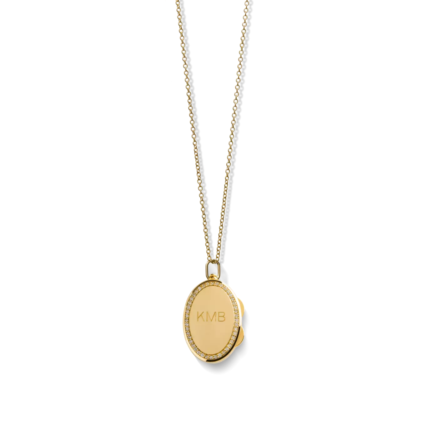 Diamond Oval Locket Necklace - Yellow Gold