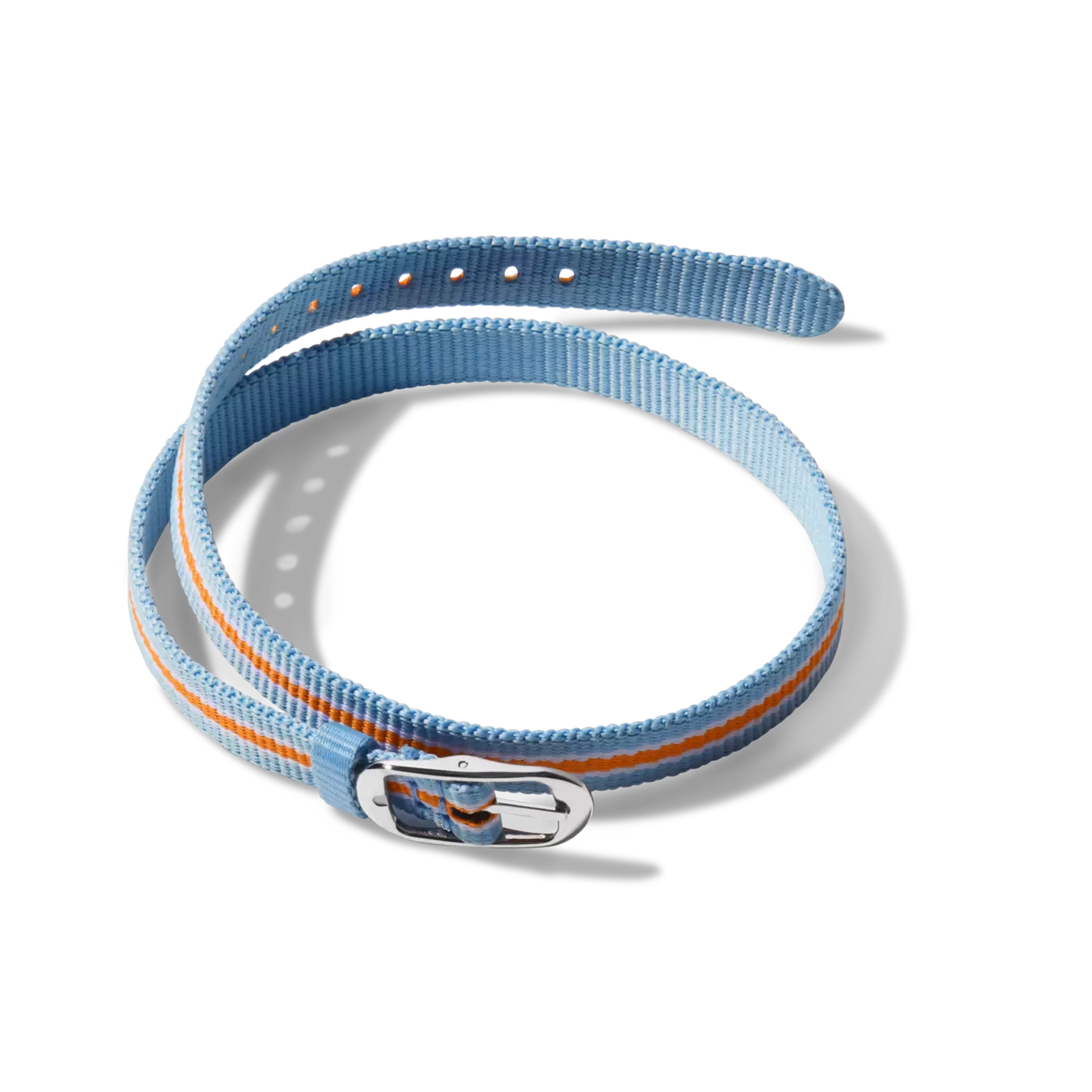 10mm Light Blue/White/Orange Nylon Watch Strap - Bourbon / Ochre / Black