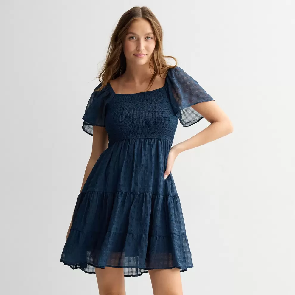 Juniors' Rewind Flutter Sleeve Mini Dress