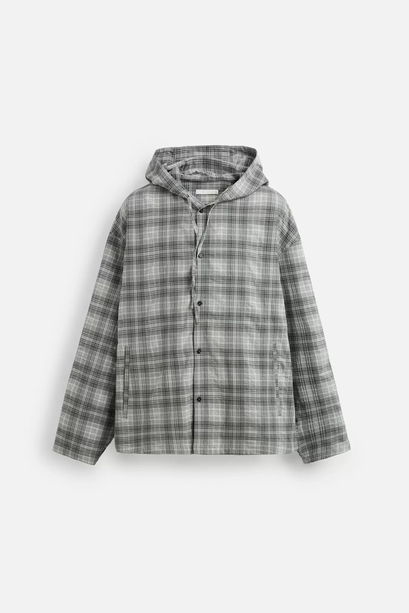 HOODED PLAID OVERSHIRT