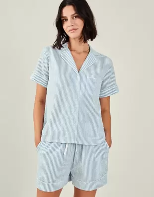 Stripe Short Pyjamas Set Blue