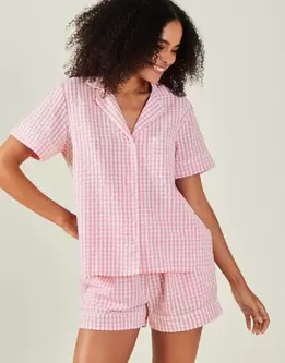 Gingham Short Pyjamas Set Pink