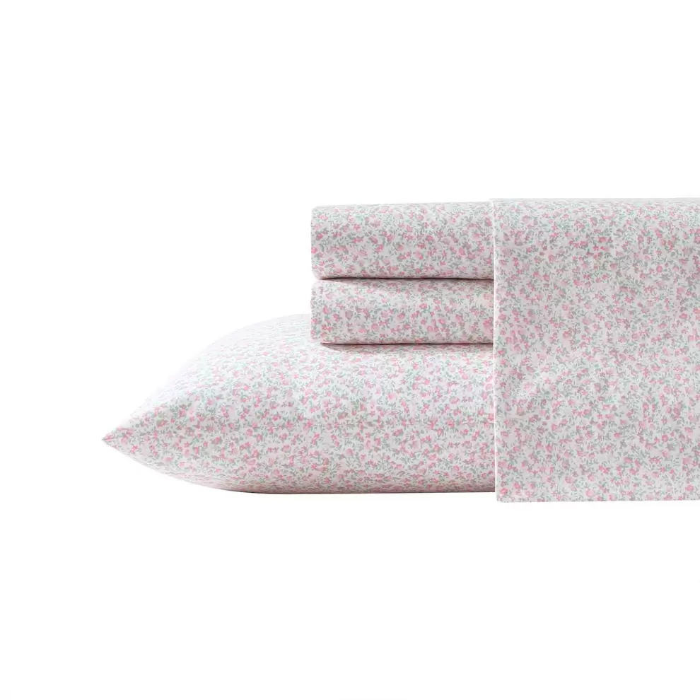Laura Ashley Cotton Percale Sheet Set with Pillowcases