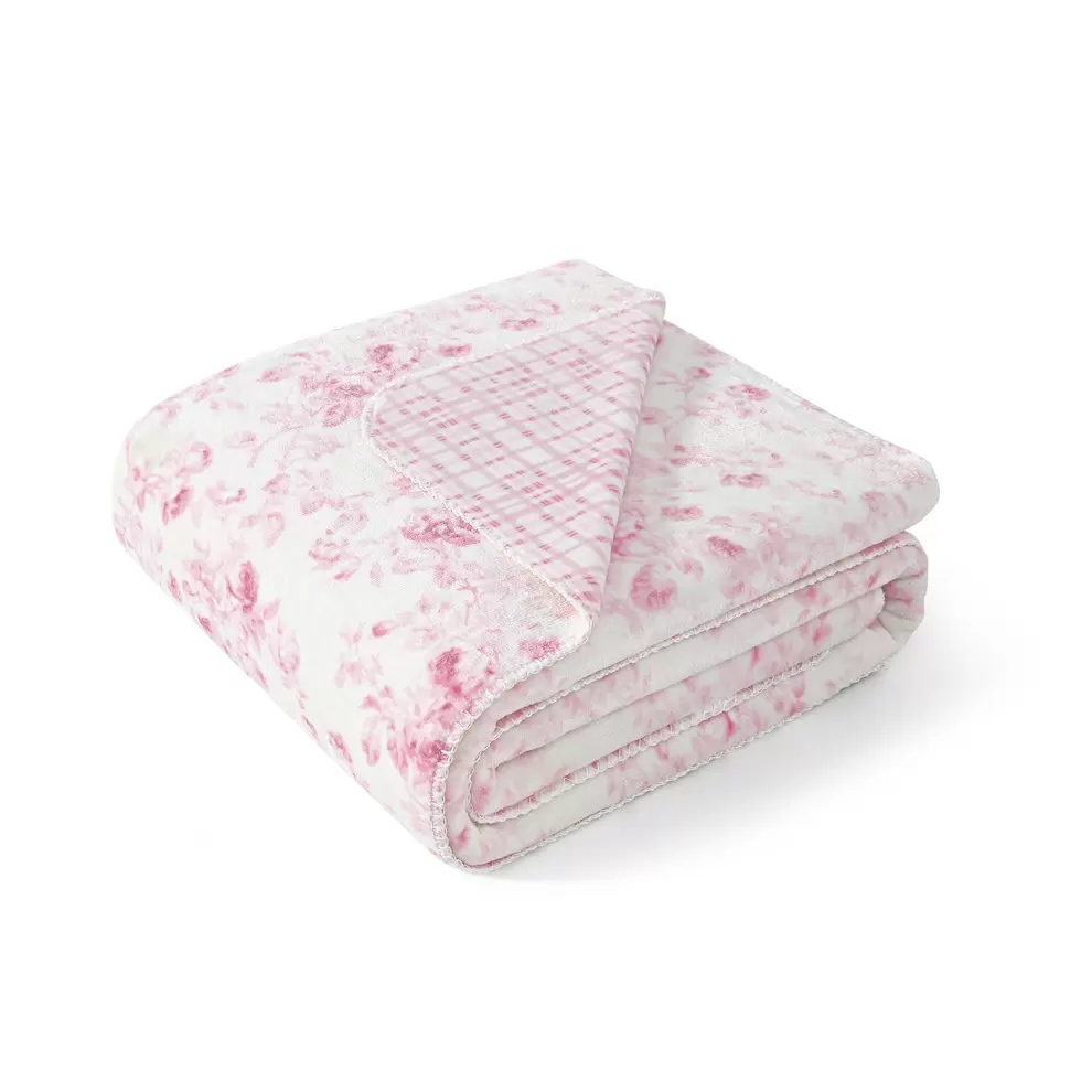 Laura Ashley Zoe Reversible Coco Flannel Throw