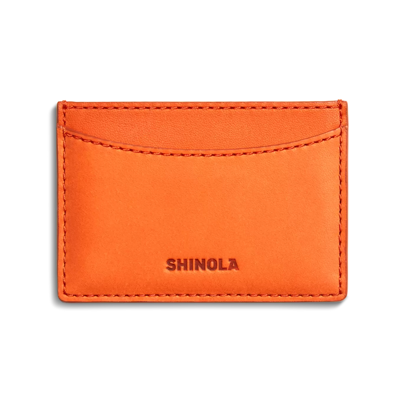 Leather 3 Pocket Card Case - Tangerine