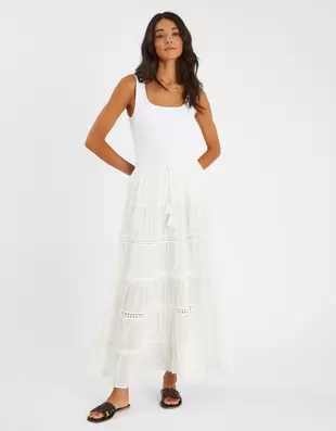 Tiered Maxi Skirt White