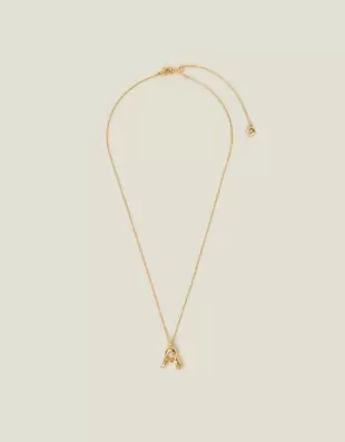 14ct Gold-Plated Molten Initial Pendant Necklace Gold