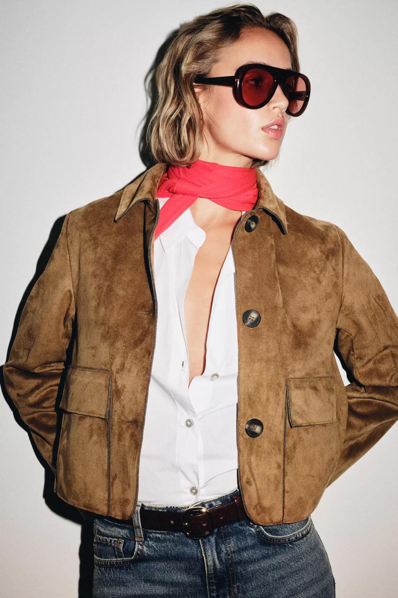 FAUX SUEDE CROPPED JACKET