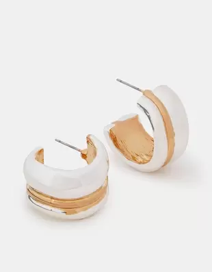 Mixed Metal Chunky Hoop Earrings