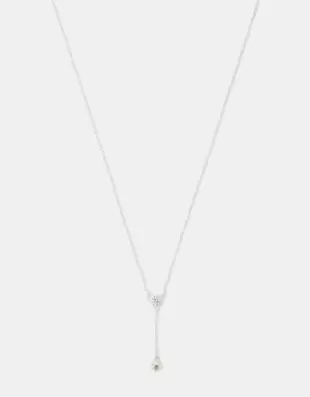 Sterling Silver Diamanté Lariat Necklace